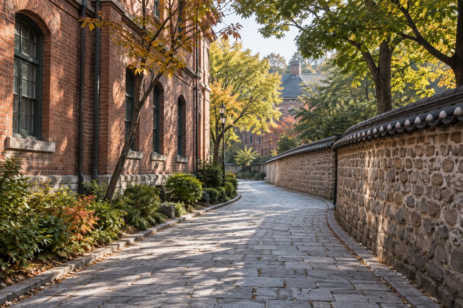 돌담 옆 거리